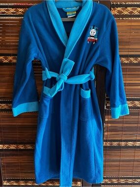 Vintage Y2K Toddler Thomas And Friends Bath Robe Fleece Embroidered Train Sz 7